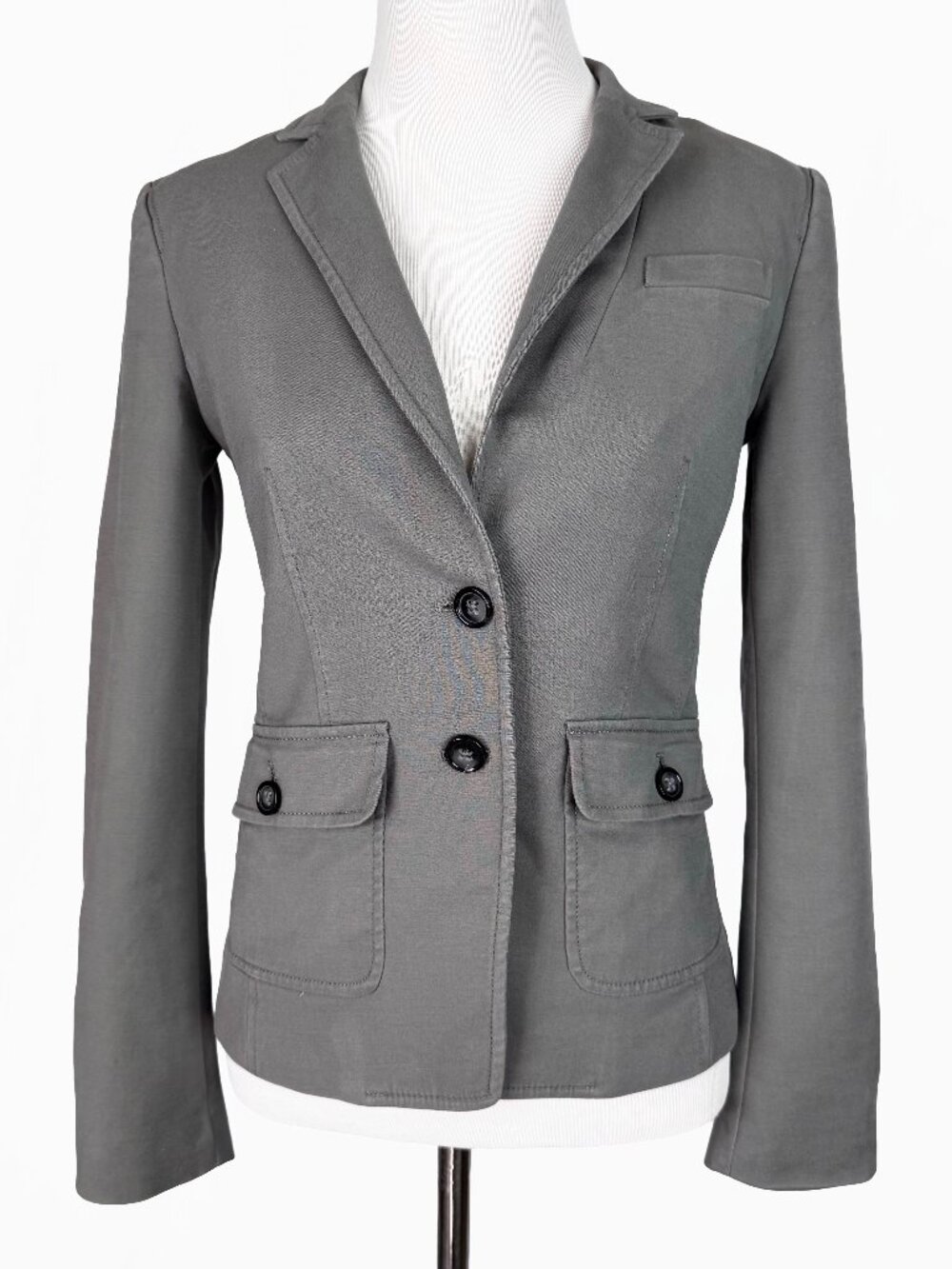 Banana Republic Women's Gray Tailored Suit Blazer Jacket 2-Button Pocket Size 2